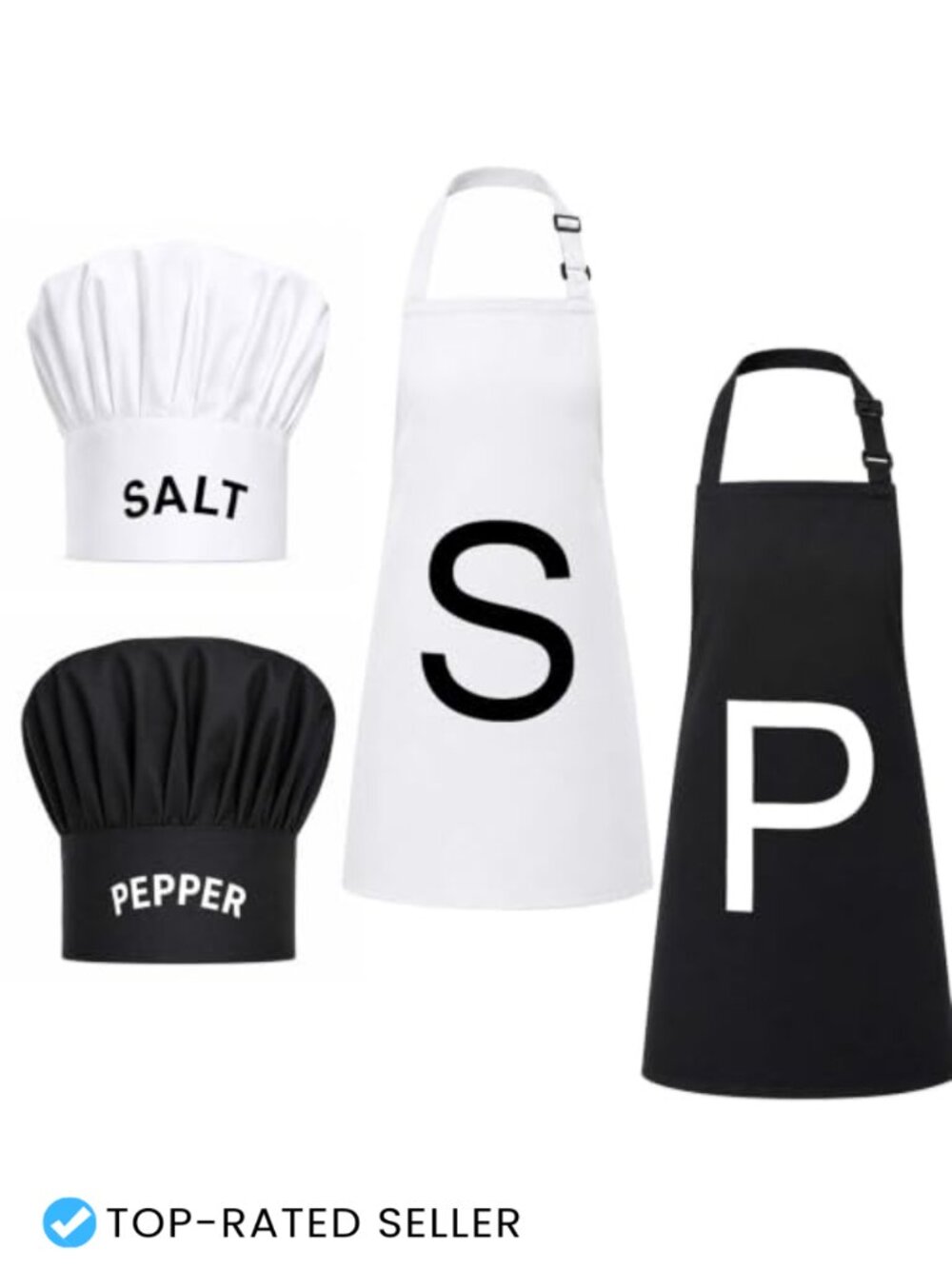 Halloween Couple Condiment Costume Set 4 Pcs Aprons Chef Hats Adults
